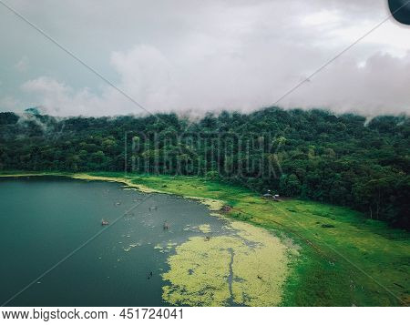 Beautiful View Of Buyan Lakewith Mt Lesung In Buleleng Bali, Indonesia