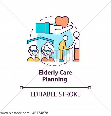 Elderly Care Planning Concept Icon. Nursing And Support. Social Planning Example Abstract Idea Thin 