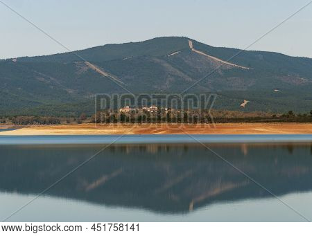 View Of The Abandoned Town Of Granadilla From The Gabriel Y Galan Reservoir Extremadura