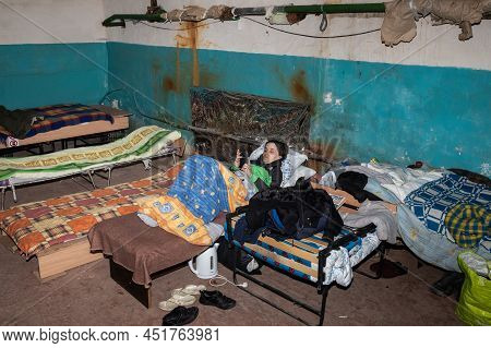 People Living At A Bomb Shelter In Kyiv, Ukraine