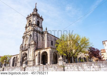 Parish Of San Martin In The Goiko Square Next To The Town Hall In Andoain, Gipuzkoa. Basque Country