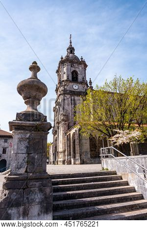 Parish Of San Martin In The Goiko Square Next To The Town Hall In Andoain, Gipuzkoa. Basque Country