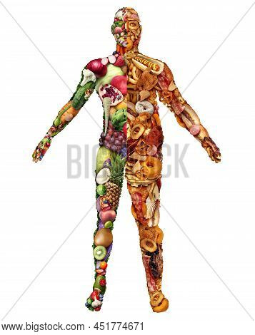 Healthy And Unhealthy Eating And Diet Choices Or Nutrition Choice As A Fat And Normal Person Made Fr
