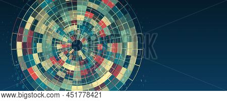 Filtering Machine Algorithms. Data Stream In The Form Of An Array Of Circles And Binary Code. Vector
