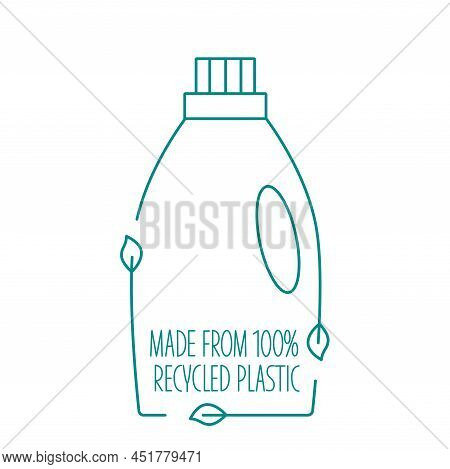 Made From Recycled Plastic - Cleaning Bottle Icon Concept Of Waste Sorting. Editable Stroke. Vector 