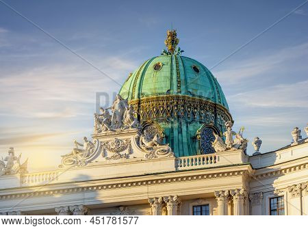 Dome Of Hofburg Palace On St. Michael Square (michaelerplatz) In Vienna, Austria