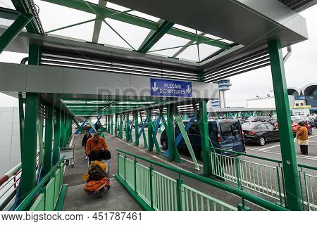 Otopeni, Romania - March 17, 2022: Train Station From Bucharest Henri Coanda International Airport, 