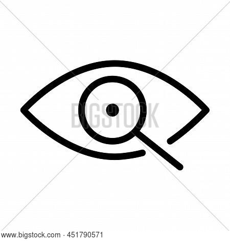 Flat Icon With Black Eye Lens For Web Design. Business Icon. Vector Illustration. Stock Image.