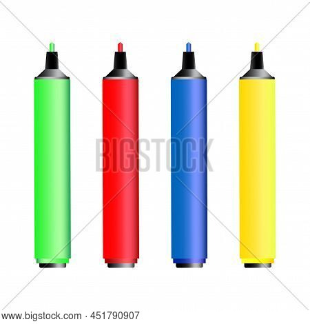 Cartoon Set Of Colored Markers For Paper Design. Vector Illustration. Stock Image.