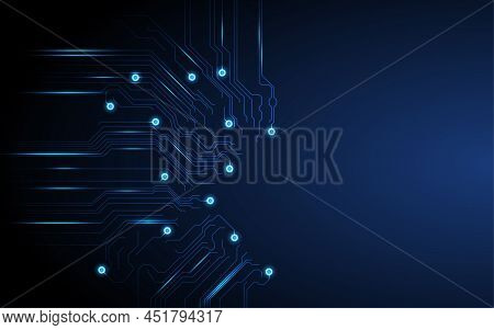 Blue Abstract Technology Hi-tech Background Circuit Board Motherboard Design Vector Illustration.