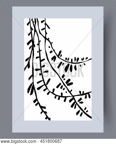 Scandinavian Abstract Vector Print Set. Minimalistic Abstract Wall Art Background For Print. Scandin