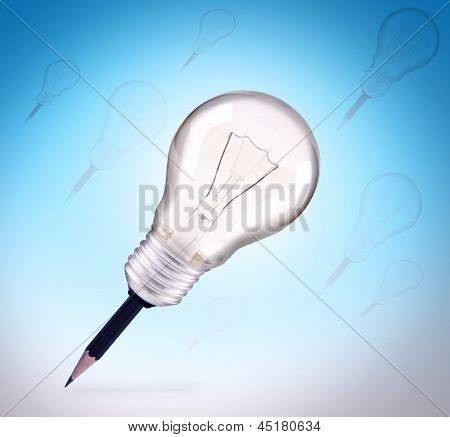Lampadina per Idea creativa e matita