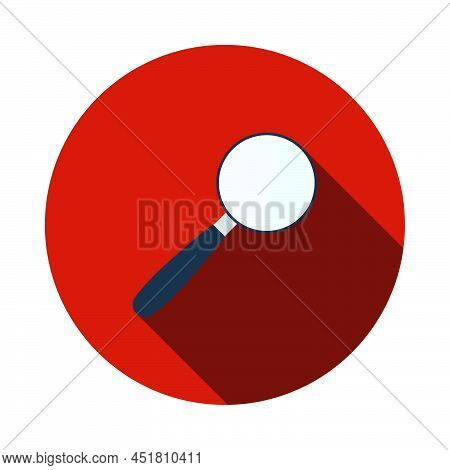 Magnifying Glass Icon. Flat Circle Stencil Design With Long Shadow. Vector Illustration.