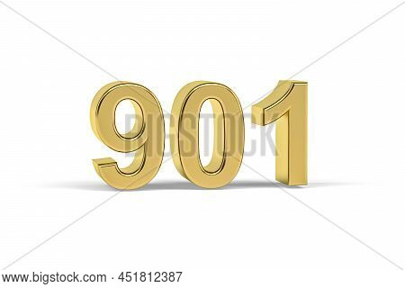 Golden 3d Number 901 - Year 901 Isolated On White Background - 3d Render