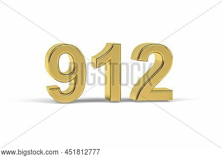 Golden 3d Number 912 - Year 912 Isolated On White Background - 3d Render