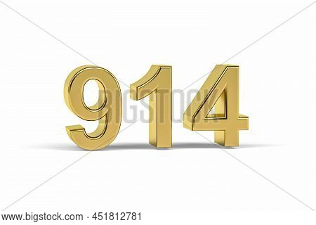 Golden 3d Number 914 - Year 914 Isolated On White Background - 3d Render