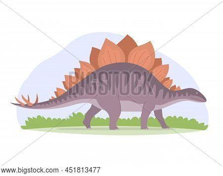 Cartoon Illustration Of Stegosaurus With Spikes On The Tail