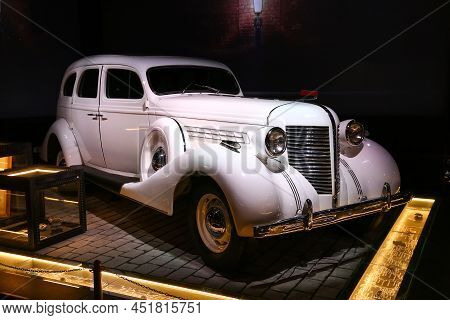 Moscow, Russia - February 24, 2022: Soviet Government Limousine Zis 101a In The Museum Of The Specia