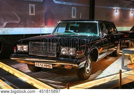 Moscow, Russia - February 24, 2022: Russian Government Limousine Zil 4104 In The Museum Of The Speci