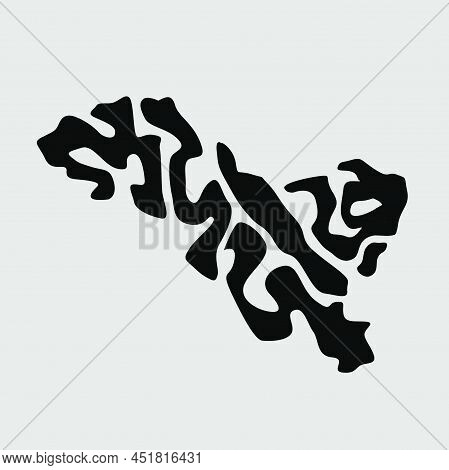 Ladakh Map Lettering In Hindi Text. Ladakh Indian State Name Typography.