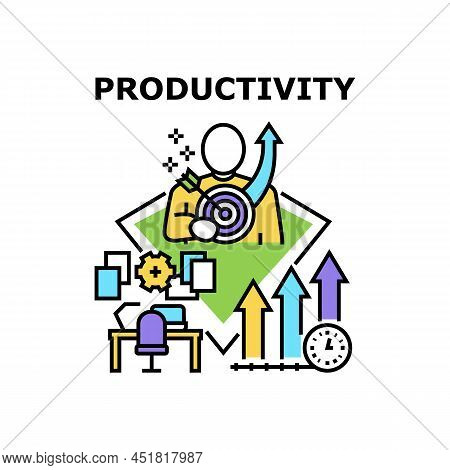 Productivity Vector Icon Concept. Manager Or Businessman Developing And Planning Productivity Time F