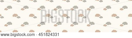 Calm Newborn Baby Minimal Sky Cloud Seamless Border Pattern. Gender Neutral Scandi Style Sketch Endl