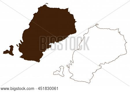 Agistri Island (hellenic Republic, Greece, Greek Island) Map Vector Illustration, Scribble Sketch An
