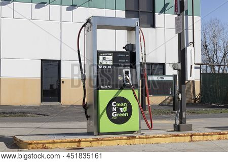 Chicago - Circa March 2022: Clean N' Green Compressed Natural Gas (cng) Fueling Station. Clean N' Gr