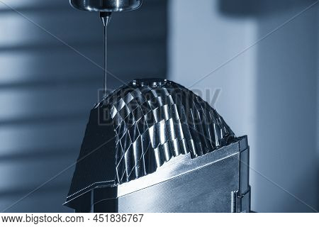 The Cmm Probe Measuring The Lens Reflection Mold Part On The Cnc Milling Machine. The Quality Contro