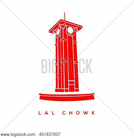 Lal Chouk Tower Vector Icon. Red Square Of Kashmir Tower Icon.