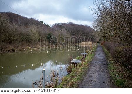 Course Fishing Pond In The Winter Rivington Lancashire Uk