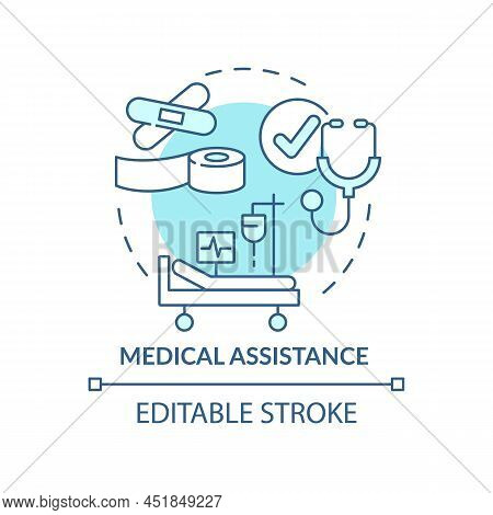 Medical Assistance Turquoise Concept Icon. Countries Providing Aid Abstract Idea Thin Line Illustrat