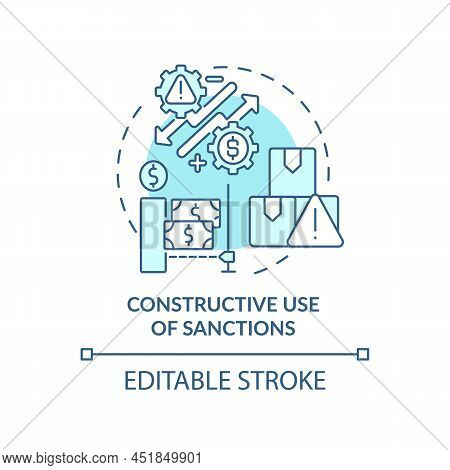 Constructive Use Of Sanctions Turquoise Concept Icon. Armed Hostilities Prevention Abstract Idea Thi
