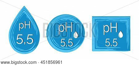 Ph 5.5 Icon Set. Dermatology Symbol Isolated On White Background. Flat Vector Illustration