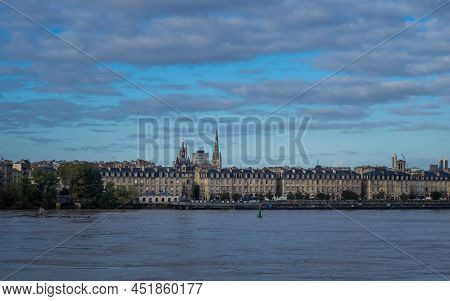 Panoramic View Of The City Of Bourdeaux, France, Seen From The River