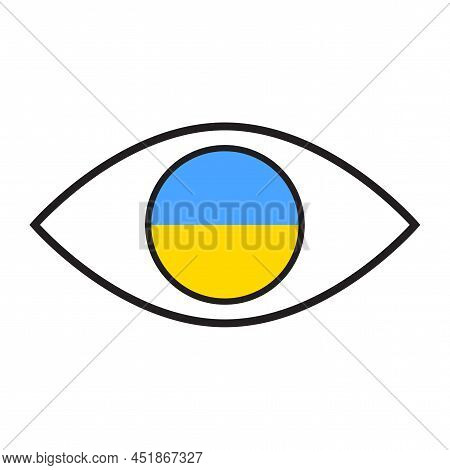 Eye Ukraine. Stop War Sign. Peace Symbol. Support Ukraine Sign. Vector Illustration. Stock Image.