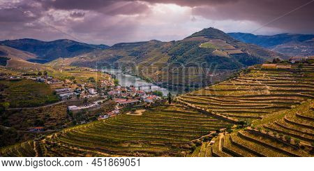 Flight Over Typical Vineyards In Douro Valley In Portugal - Videoclip