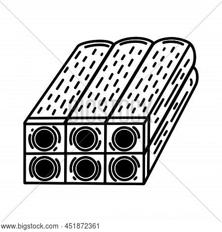 Fuel Briquettes Vector Icon. Hand Drawn Illustration Isolated On White Background. Efficient Biofuel