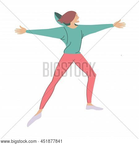 A Young Physically Active Girl Does Exercises