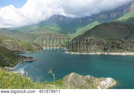 Picturesque Mountain Lake Gizhgit In Kabardino-balkaria. Elbrus Region Of Russia June 2021