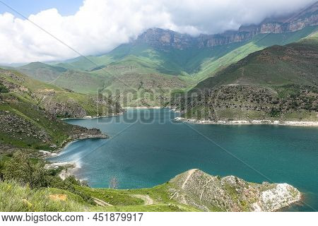 Picturesque Mountain Lake Gizhgit In Kabardino-balkaria. Elbrus Region Of Russia June 2021