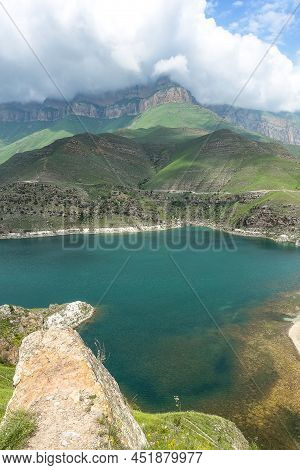 Picturesque Mountain Lake Gizhgit In Kabardino-balkaria. Elbrus Region Of Russia June 2021