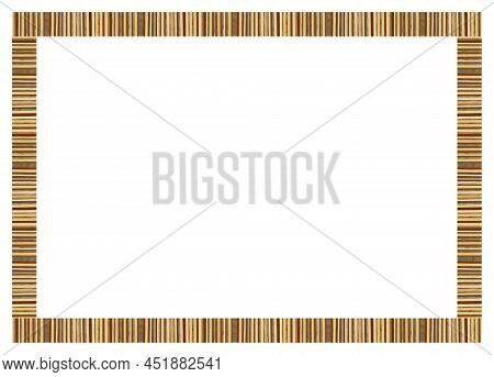 Wooden Marquetry Frame, Wooden Frame Made From A Combination Of Different Woods, Isolated On A White