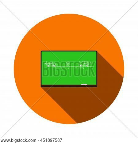 Classroom Blackboard Icon. Flat Circle Stencil Design With Long Shadow. Vector Illustration.