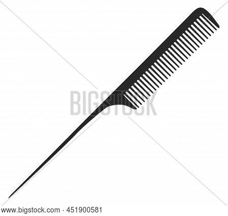 Plastic Hairbrush Icon. Rattail Comb. Hairdresser Symbol