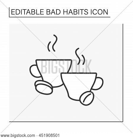 Addiction Line Icon. Caffeine Addiction. Harmful Use Of Coffee Drinks.bad Influence On Internal Orga