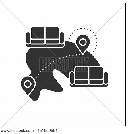 Couchsurfing Glyph Icon. Accommodation, Hospitality Exchange. Accessible Travelling. Global Networki
