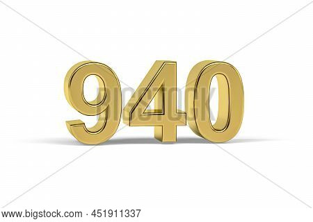 Golden 3d Number 940 - Year 940 Isolated On White Background - 3d Render