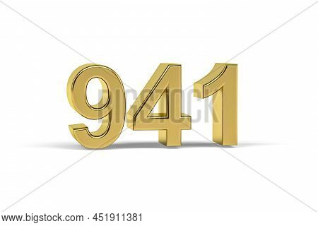 Golden 3d Number 941 - Year 941 Isolated On White Background - 3d Render