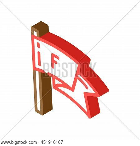 Flag Fan Accessory Isometric Icon Vector. Flag Fan Accessory Sign. Isolated Symbol Illustration